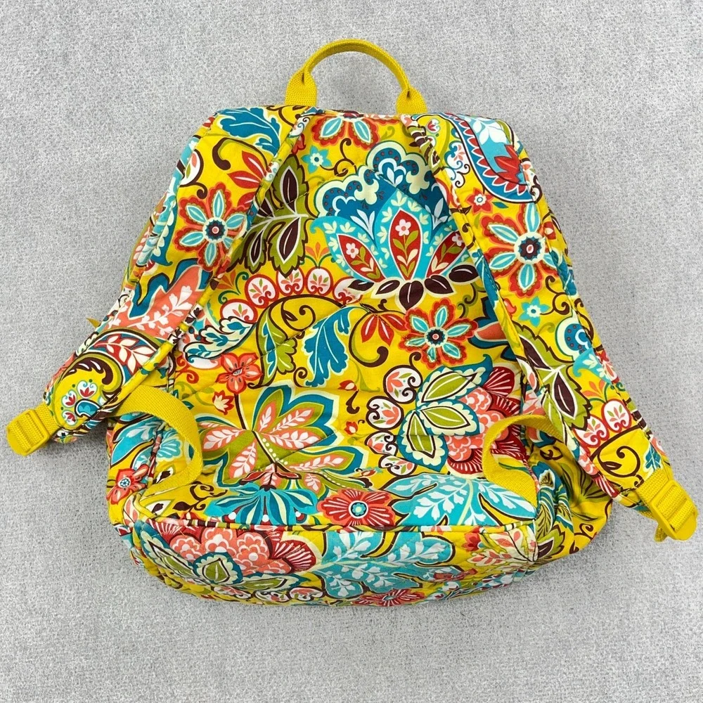 VERA BRADLEY Backpack Provencal Yellow Floral Paisley Colorful Quilted